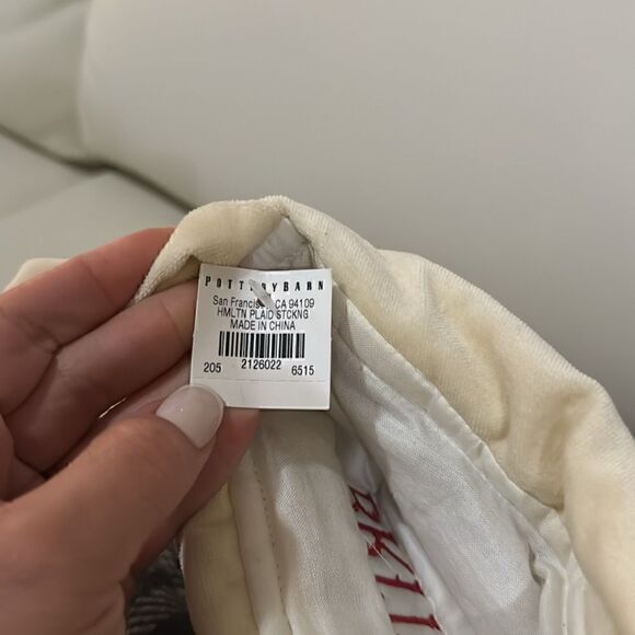 NWT-Pottery Barn Hamilton Plaid Christmas stocking monogram Britannia - Picture 3 of 6